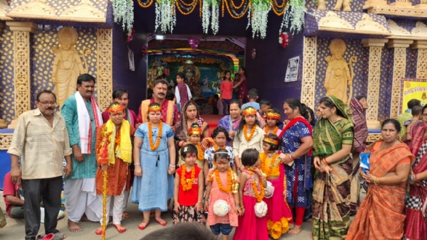 ମହାନବମୀ ଅବସରରେ ଗୋବିନ୍ଦତୋଳା ଦୁର୍ଗାପୂଜା ମଣ୍ଡପରେ ନବକୁମାରୀ ପୂଜା