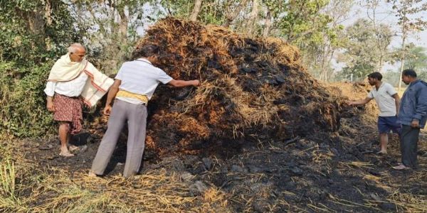 ସାଢେ଼ ୬ ଏକର ଧାନ ଖରି ଜଳି ପୋଡି ନଷ୍ଟ