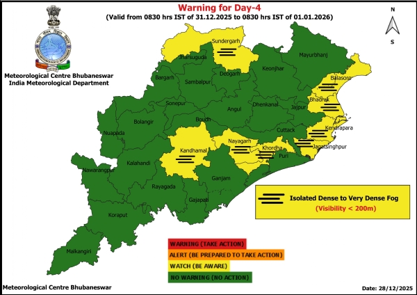 ଘନ କୁହୁଡ଼ି ନେଇ ଆଗାମୀ ୫ ଦିନ ପାଇଁ କେତେକ ଜିଲ୍ଲାକୁ ଚେତାବନୀ -୩