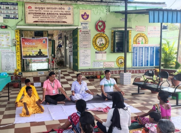 ଭୋଜପୁର ଆୟୁଷ୍ମାନ ଆରୋଗ୍ୟ ମନ୍ଦିର ପ୍ରାଥମିକ ସ୍ବାସ୍ଥ୍ୟ କେନ୍ଦ୍ରରେ ଆନ୍ତର୍ଜାତୀୟ ଯୋଗ ଦିବସ ପାଳିତ