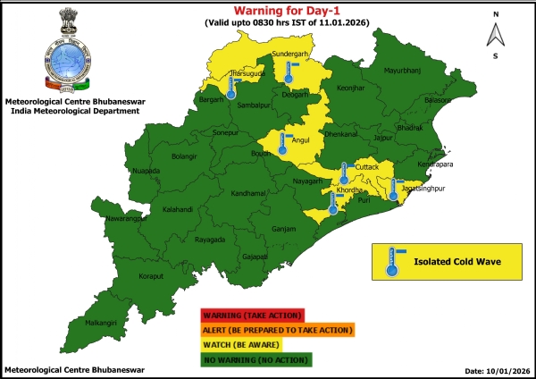 ଶୀତ ଲହରି ନେଇ ଆଗାମୀ ୨୪ ଘଂଟା ପାଇଁ ୬ ଜିଲ୍ଲାକୁ ୟେଲୋ ୱାର୍ଣ୍ଣିଂ ଶୀତ ଲହରି ନେଇ ଆଗାମୀ ୨୪ ଘଂଟା ପାଇଁ ୬ ଜିଲ୍ଲାକୁ ୟେଲୋ ୱାର୍ଣ୍ଣିଂ