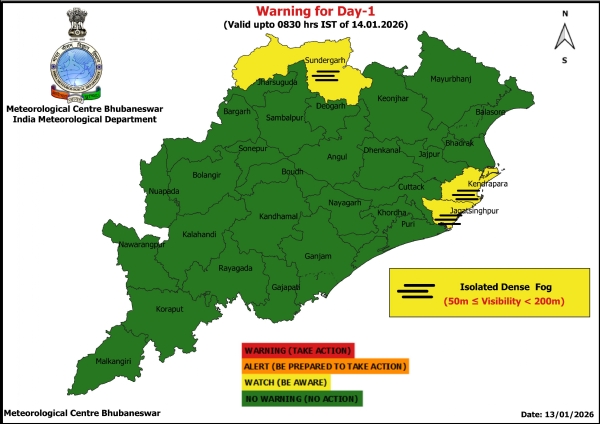 ଘନ କୁହୁଡ଼ି ନେଇ ଆଗାମୀ ୨୪ ଘଂଟା ପାଇଁ ୩ ଜିଲ୍ଲାକୁ ୟେଲୋ ୱାର୍ଣ୍ଣିଂ
