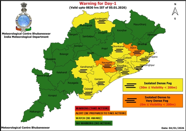 ଆଗାମୀ ୨ ଦିନ ଘନ କୁହୁଡ଼ିରୁ ଅତି ଘନ କୁହୁଡ଼ି ନେଇ କେତେକ ଜିଲ୍ଲାକୁ ଚେତାବନୀ