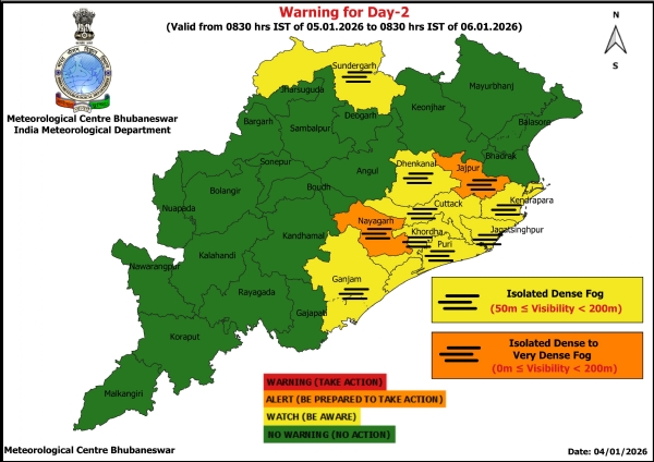 ଆଗାମୀ ୨ ଦିନ ଘନ କୁହୁଡ଼ିରୁ ଅତି ଘନ କୁହୁଡ଼ି ନେଇ କେତେକ ଜିଲ୍ଲାକୁ ଚେତାବନୀ-୨