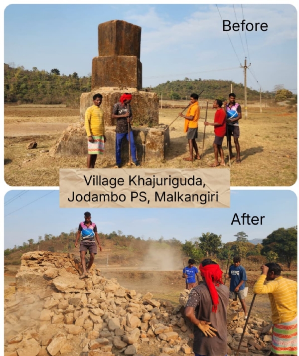 ୨୦ ମାଓ ସହିଦ ସ୍ତମ୍ଭ ଧ୍ଵଂସ କଲେ ଗ୍ରାମବାସୀ