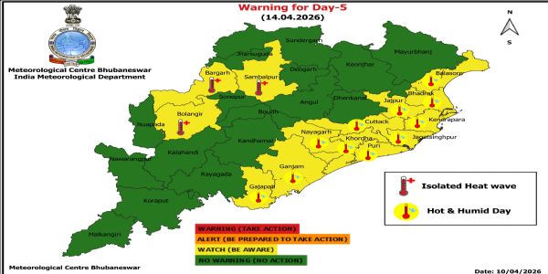 ହିଟ୍ ୱେଭ୍ ନେଇ ଆସନ୍ତା ୧୩ ତାରିଖ ୩ ଜିଲ୍ଲା, ୧୪ ତାରିଖ ପାଇଁ ୩ ଜିଲ୍ଲାକୁ ୟେଲୋ ୱାର୍ଣ୍ଣିଂ