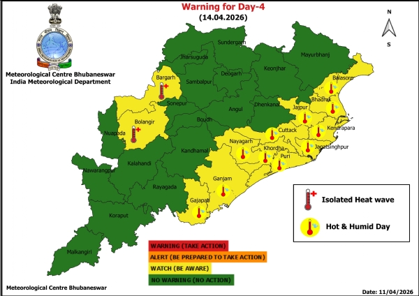 ହିଟ୍ ୱେଭ୍ ଚେତାବନୀ : ୧୪ ତାରିଖ ୨ ଜିଲ୍ଲା