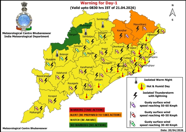 ଗରମ ରାତି ନେଇ ଆଗାମୀ ୩ ଦିନ ରାଜ୍ୟର କେତେକ ଜିଲ୍ଲାକୁ ଚେତାବନୀ : ଆଗାମୀ ୨୪ ଘଂଟା ପାଇଁ ୩ ଜିଲ୍ଲାକୁ ୟେଲୋ ୱାର୍ଣ୍ଣିଂ