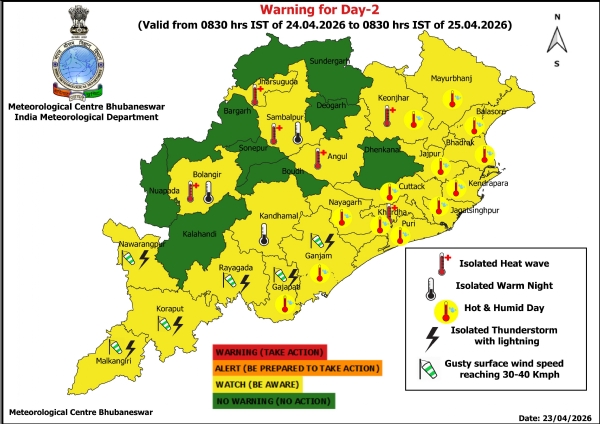 ଗରମ ରାତି ନେଇ ୨୪ ଓ ୨୫ ତାରିଖ ରାଜ୍ୟର କେତେକ ଜିଲ୍ଲାକୁ ଚେତାବନୀ-୨