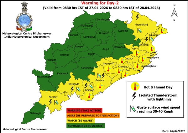 ଗରମ ଓ ଗୁଳୁଗୁଳି ନେଇ ଆଗାମୀ ୨ ଦିନ ରାଜ୍ୟର କେତେକ ଜିଲ୍ଲାକୁ ଚେତାବନୀ