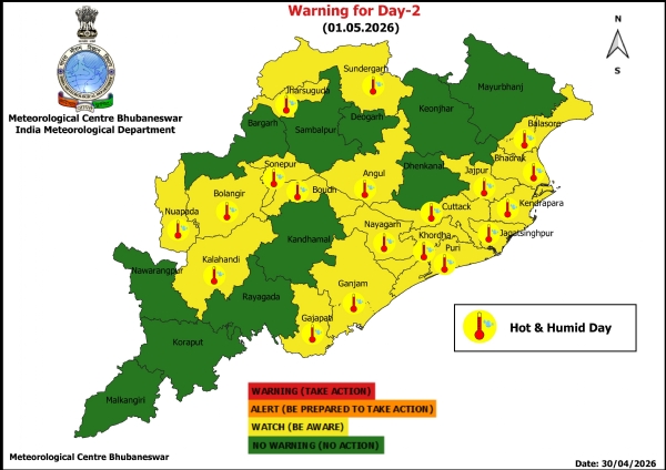 ଗରମ ଓ ଗୁଳୁଗୁଳି ନେଇ ଆଗାମୀ ୨ ଦିନ ରାଜ୍ୟର କେତେକ ଜିଲ୍ଲାକୁ ଚେତାବନୀ 