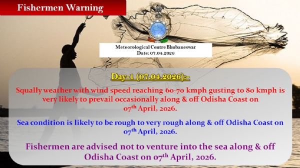 ମତ୍ସ୍ୟଜିବୀଙ୍କୁ ସମୁଦ୍ରକୁ ଯିବାକୁ ବାରଣ