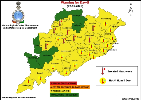 ହିଟ୍ ୱେଭ୍ ନେଇ ୨୦ରୁ ୨୩ ତାରିଖ ପର୍ଯ୍ୟନ୍ତ ରାଜ୍ୟର କେତେକ ଜିଲ୍ଲାକୁ ଚେତାବନୀ-୩ ହିଟ୍ ୱେଭ୍ ନେଇ ୨୦ରୁ ୨୩ ତାରିଖ ପର୍ଯ୍ୟନ୍ତ ରାଜ୍ୟର କେତେକ ଜିଲ୍ଲାକୁ ଚେତାବନୀ-୩