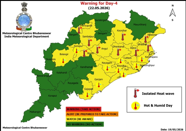 ହିଟ୍ ୱେଭ୍ ନେଇ ୨୦ରୁ ୨୩ ତାରିଖ ପର୍ଯ୍ୟନ୍ତ ରାଜ୍ୟର କେତେକ ଜିଲ୍ଲାକୁ ଚେତାବନୀ-୨ ହିଟ୍ ୱେଭ୍ ନେଇ ୨୦ରୁ ୨୩ ତାରିଖ ପର୍ଯ୍ୟନ୍ତ ରାଜ୍ୟର କେତେକ ଜିଲ୍ଲାକୁ ଚେତାବନୀ-୨