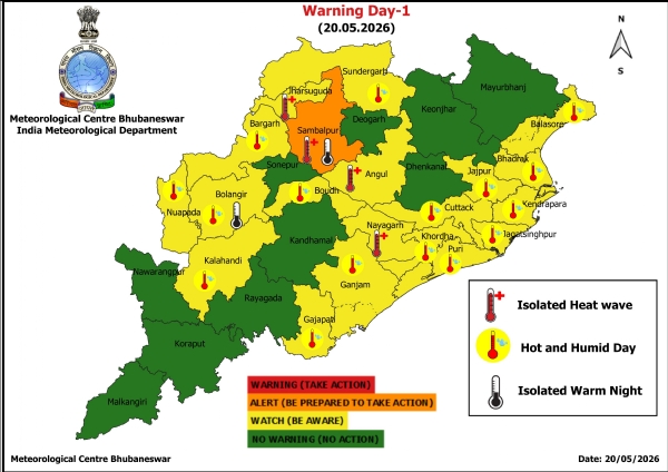 ଗରମ ଓ ଗୁଳୁଗୁଳି ନେଇ ଆଗାମୀ ୫ ଦିନ ରାଜ୍ୟର କେତେକ ଜିଲ୍ଲାକୁ ଚେତାବନୀ