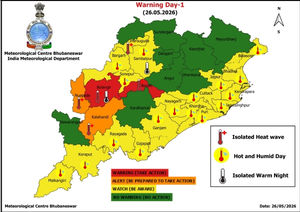 ଗରମ ରାତି ନେଇ ଆଜି ବଲାଙ୍ଗିର ଜିଲ୍ଲାକୁ ରେଡ୍ ୱାର୍ଣ୍ଣିଂ, ସମ୍ବଲପୁର ଜିଲ୍ଲାକୁ ୟେଲୋ ୱାର୍ଣ୍ଣିଂ ଗରମ ରାତି ନେଇ ଆଜି ବଲାଙ୍ଗିର ଜିଲ୍ଲାକୁ ରେଡ୍ ୱାର୍ଣ୍ଣିଂ, ସମ୍ବଲପୁର ଜିଲ୍ଲାକୁ ୟେଲୋ ୱାର୍ଣ୍ଣିଂ