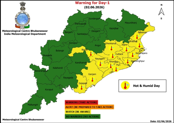 ଗରମ ଓ ଗୁଳୁଗୁଳି ନେଇ ଆଗାମୀ ୫ ଦିନ ରାଜ୍ୟର କେତେକ ଜିଲ୍ଲାକୁ ଚେତାବନୀ : ଆଗାମୀ ୨୪ ଘଂଟା ପାଇଁ ୧୩ ଜିଲ୍ଲାକୁ ୟେଲୋ ୱାର୍ଣ୍ଣିଂ ଗରମ ଓ ଗୁଳୁଗୁଳି ନେଇ ଆଗାମୀ ୫ ଦିନ ରାଜ୍ୟର କେତେକ ଜିଲ୍ଲାକୁ ଚେତାବନୀ : ଆଗାମୀ ୨୪ ଘଂଟା ପାଇଁ ୧୩ ଜିଲ୍ଲାକୁ ୟେଲୋ ୱାର୍ଣ୍ଣିଂ