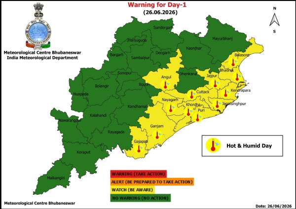 ଗରମ ଓ ଗୁଳୁଗୁଳି ନେଇ ଆଜି ପାଇଁ ୧୨ ଜିଲ୍ଲାକୁ ୟେଲୋ ୱାର୍ଣ୍ଣିଂ