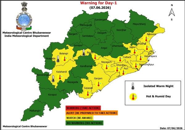 ଗରମ ରାତି ନେଇ ଆଗାମୀ ୨ ଦିନ ୩ ଜିଲ୍ଲାକୁ ୟେଲୋ ୱାର୍ଣ୍ଣିଂ