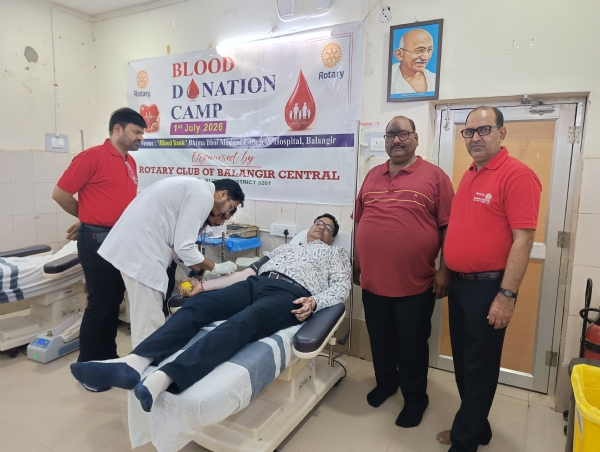 ରୋଟାରୀ କ୍ଲବ ବଲାଙ୍ଗିର  ସେଣ୍ଟ୍ରାଲ ର ରକ୍ତ ଦାନ ଶିବିର ,୫୪ ୟୁନିଟ ରକ୍ତ ସଂଗ୍ରହ