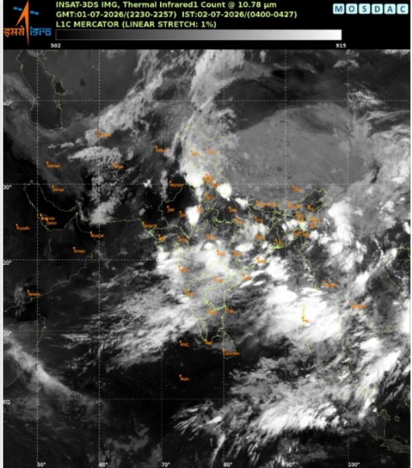 भारत मौसम विज्ञान विभाग का उपग्रह तड़ित पूर्वानुमान।