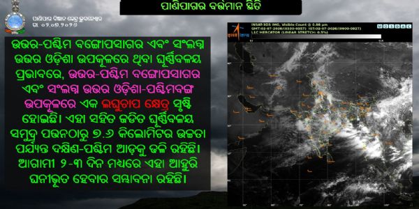 ଉତର-ପଶ୍ଚିମ ବଙ୍ଗୋପସାଗରରେ ସୃଷ୍ଟି ହେଲା ଲଘୁଚାପ
