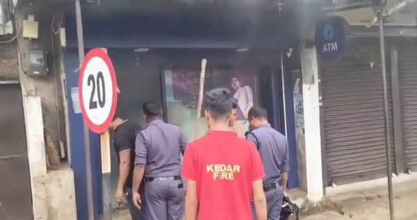 Fire in Belpahar SBI atm Fire in Belpahar SBI atm