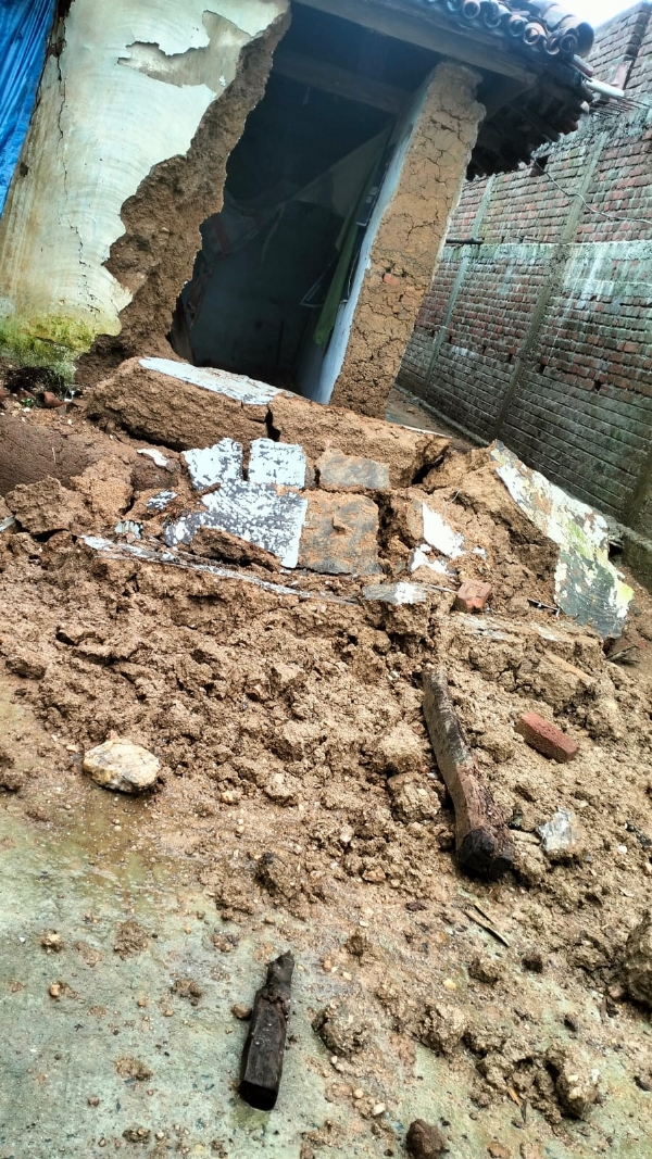 House damaged due to heavy rain House damaged due to heavy rain
