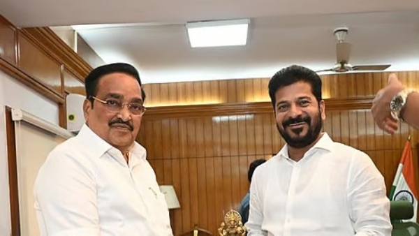 तेलंगाना के मुख्यमंत्री ए रेवंत रेड्डी केंद्रीय जल शक्ति मंत्री सीआर पाटिल के साथ (फाइल फोटो)। तेलंगाना के मुख्यमंत्री ए रेवंत रेड्डी केंद्रीय जल शक्ति मंत्री सीआर पाटिल के साथ (फाइल फोटो)।